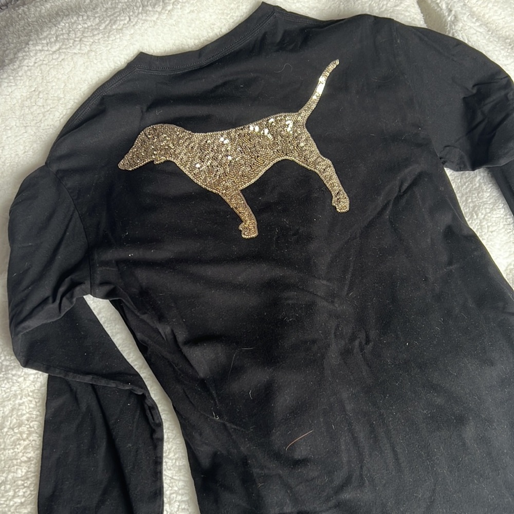 PINK Long Sleeve Sparkle Tee